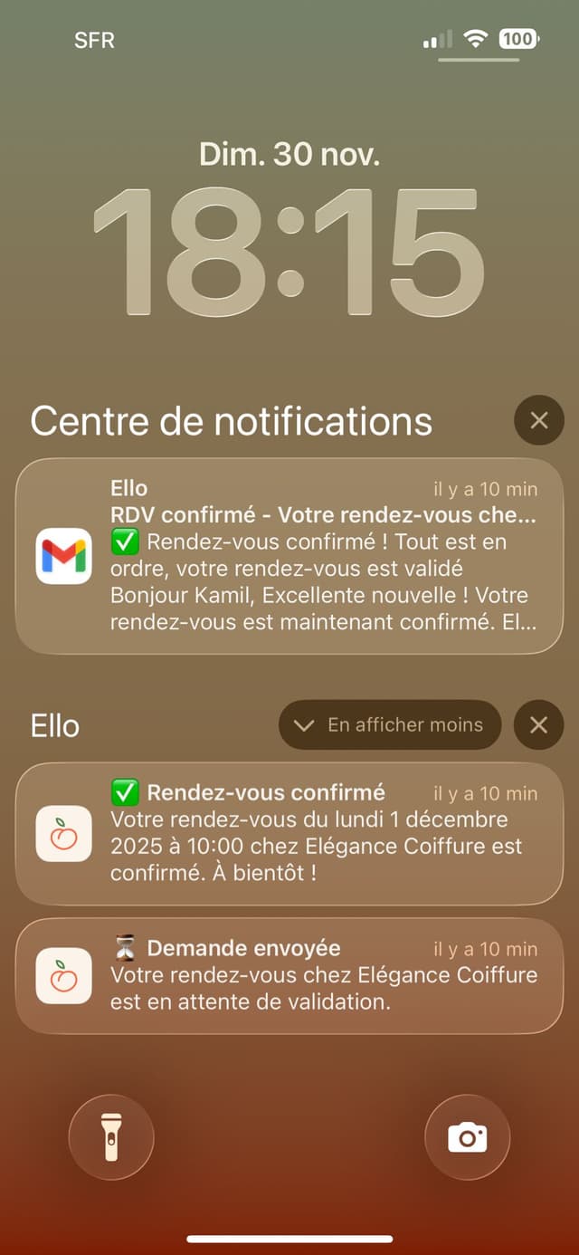 Rappels WhatsApp automatiques - écran 2