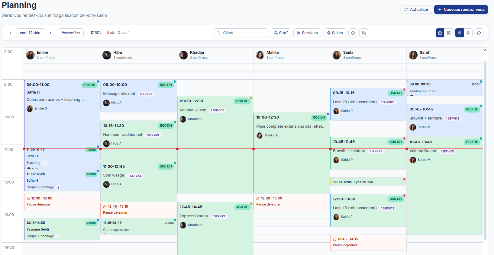 Interface Ello Pro - Agenda et planning